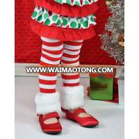 Faux Fur Red and White Striped Christmas Leg Warmers for Infants Boy Girl Toddlers